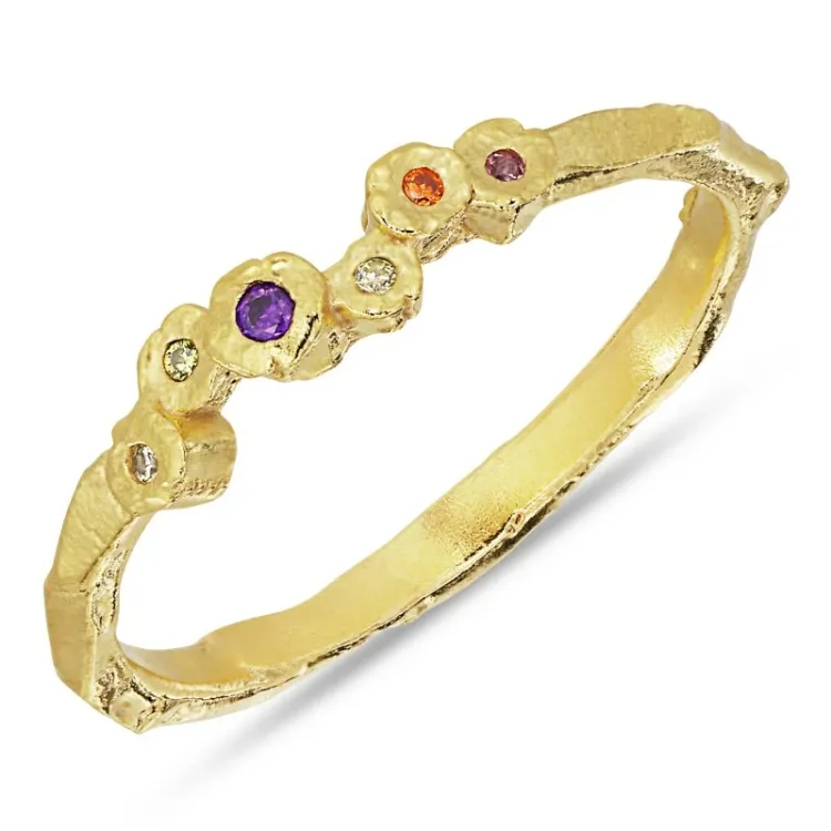 lilla zirkon ring i forgyldt sølv - Bubbly Twist