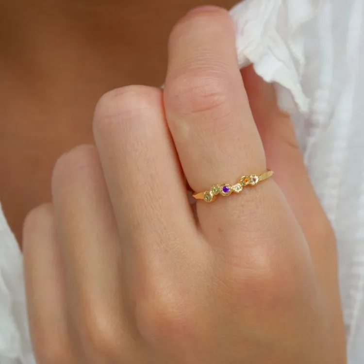 lilla zirkon ring i forgyldt sølv - Bubbly Twist