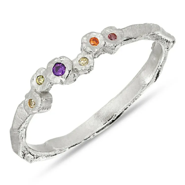 multifarvet zirkon ring i sølv - Bubbly Twist