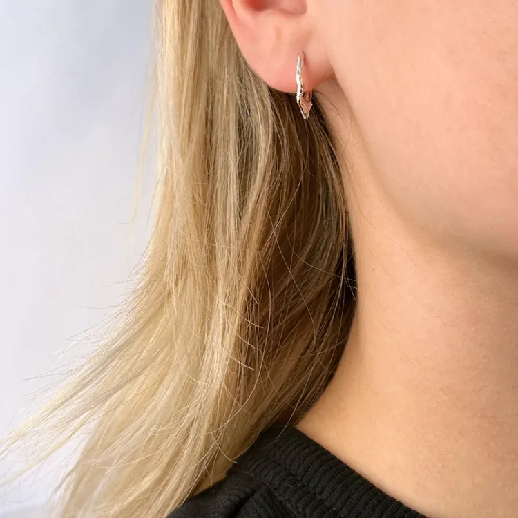 13 mm zirkon creoler i sølv - Lumé Etched