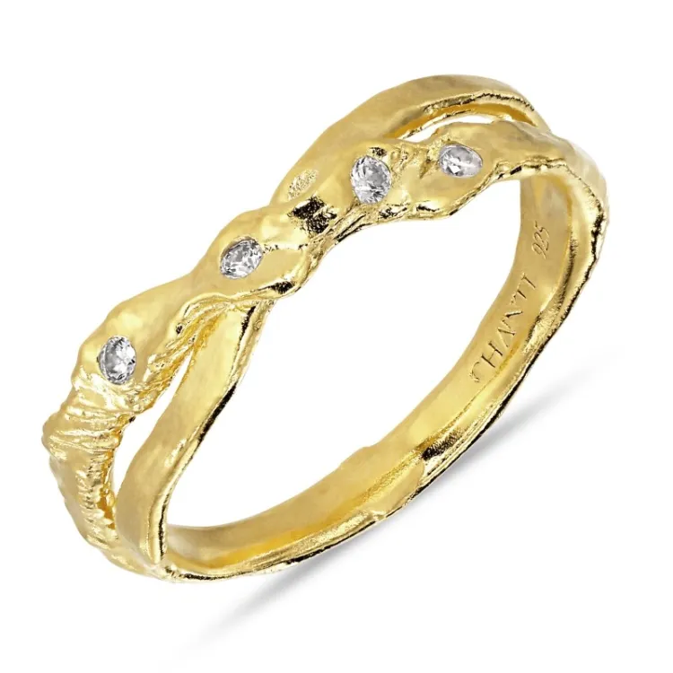 zirkon ring i forgyldt messing - Eliné