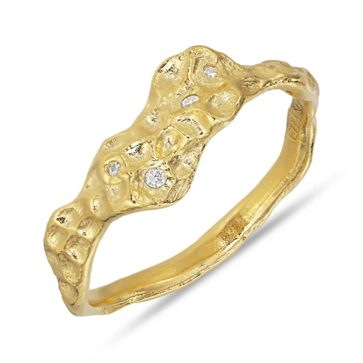 zirkon ring i forgyldt messing - Eliné
