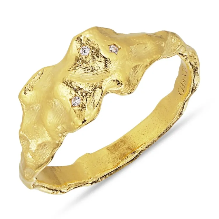 zirkon ring i forgyldt messing - Eliné