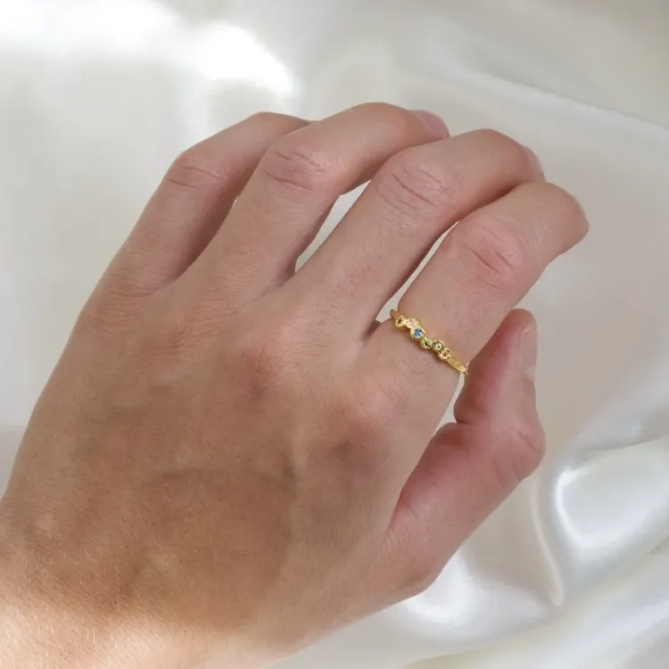multifarvet zirkon ring i forgyldt messing - Eliné