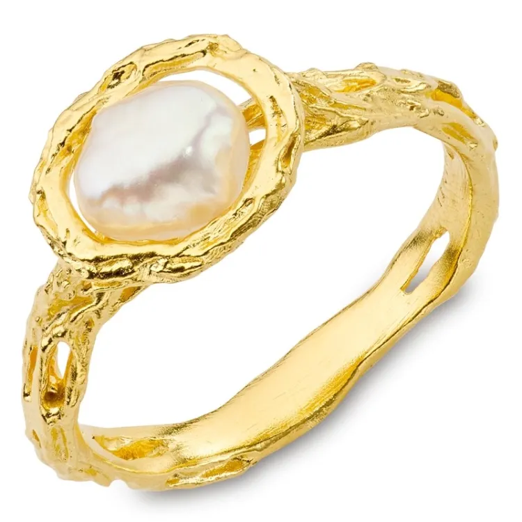 perle ring i forgyldt messing - Eliné