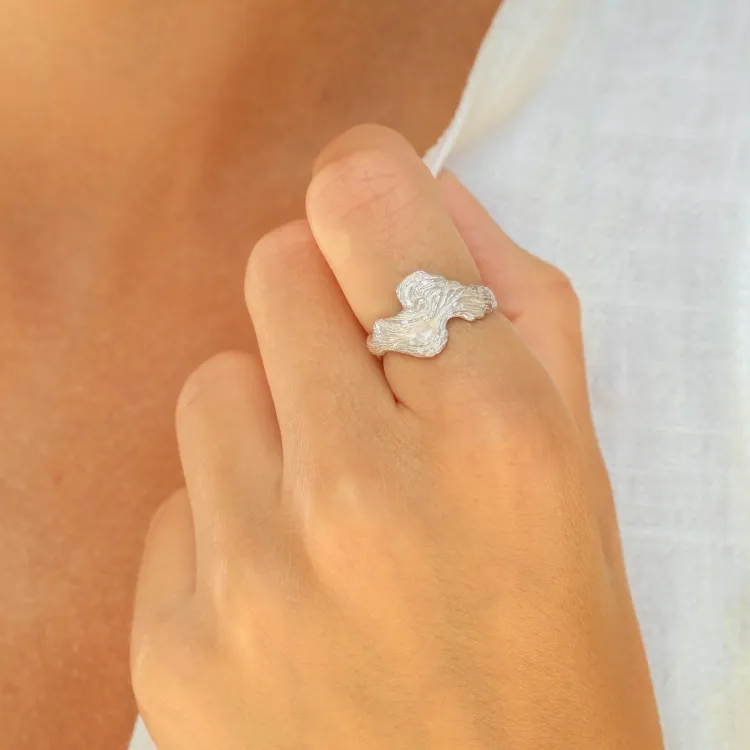 ring i forsølvet messing - Lumé Etched