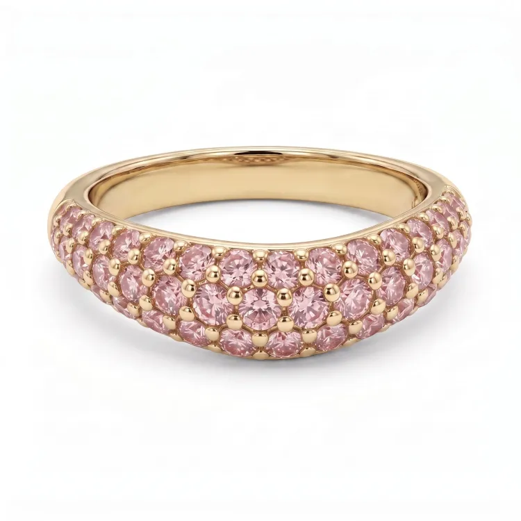 pink ring i forgyldt messing