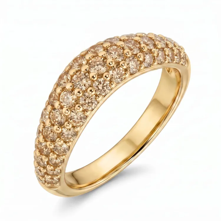 champagnefarvet ring i forgyldt messing
