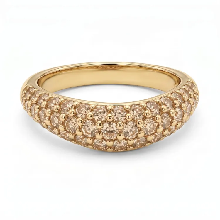 champagnefarvet ring i forgyldt messing