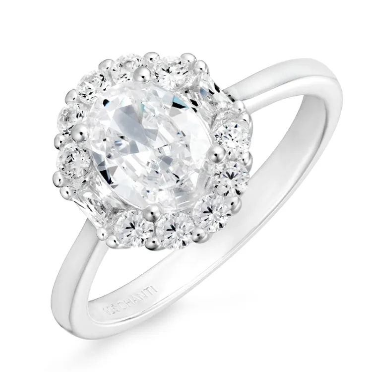 oval zirkon ring i sølv