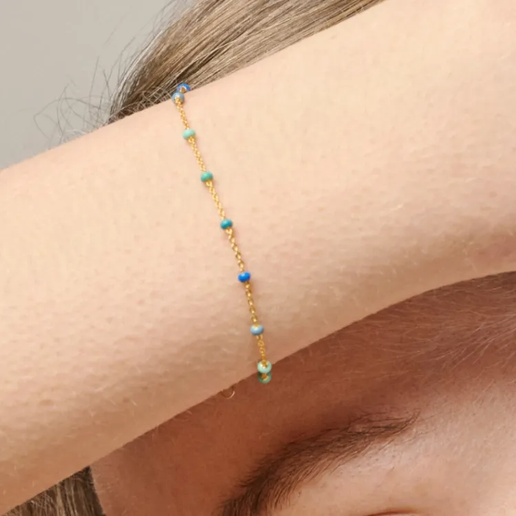 Enamel Lola Atlantic armbånd i forgyldt sølv blå emalje