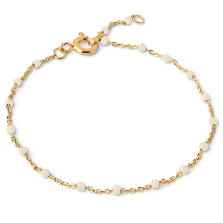 Enamel Lola Daisy armbånd i forgyldt sølv hvid emalje