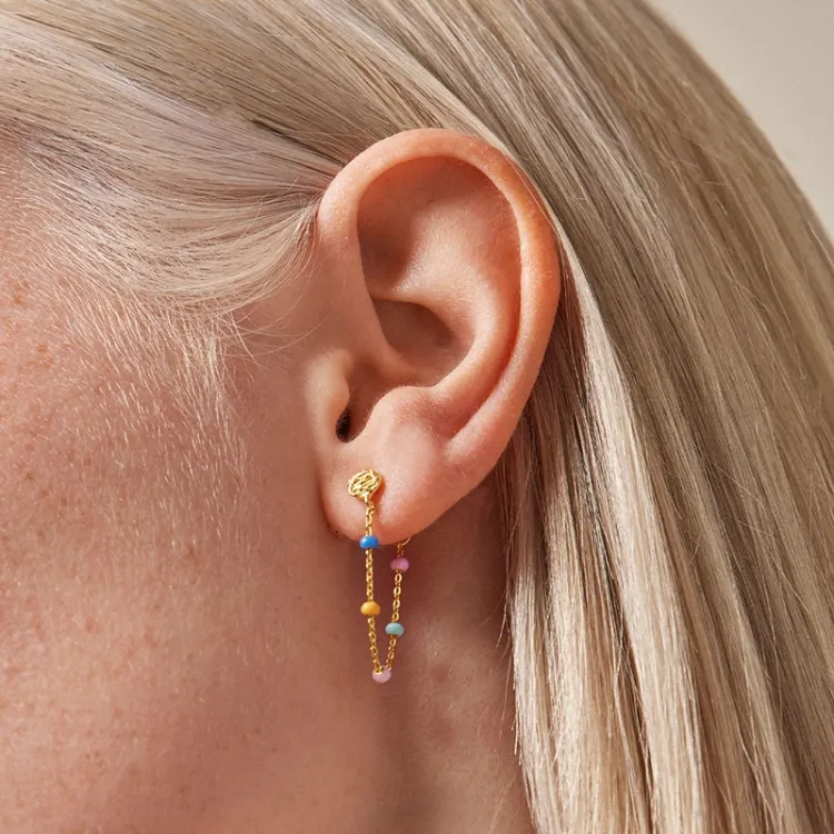 Enamel Lola Lolly kæde øreringe i forgyldt sølv multifarvet emalje