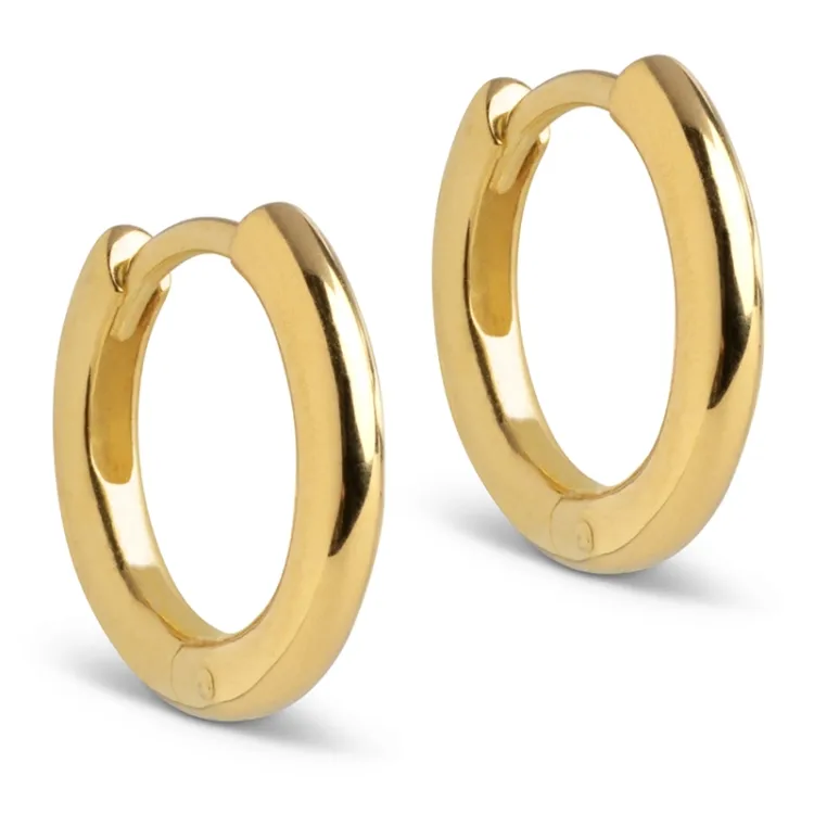 10 mm Enamel Chunky classic creoler i forgyldt sølv
