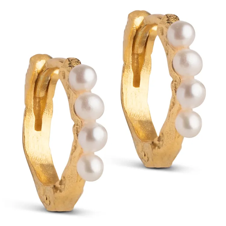 10 mm Enamel Paula Pearl creoler i forgyldt sølv
