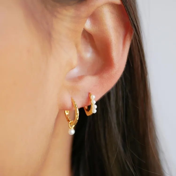 10 mm Enamel Paula Pearl creoler i forgyldt sølv