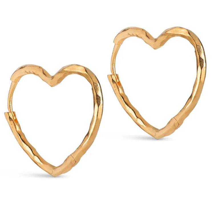 Enamel Organic Heart Medium øreringe i forgyldt sølv