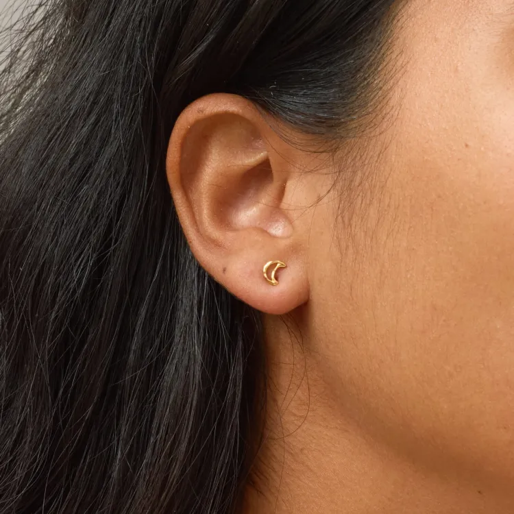 Enamel Organic Moon måne øreringe i forgyldt sølv