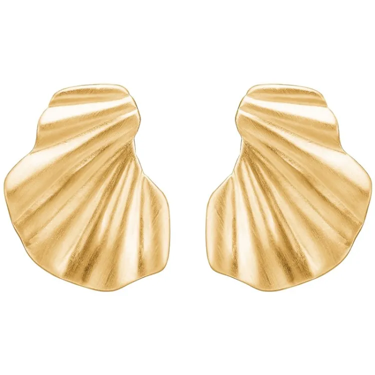 Enamel Wave øreringe i forgyldt sølv