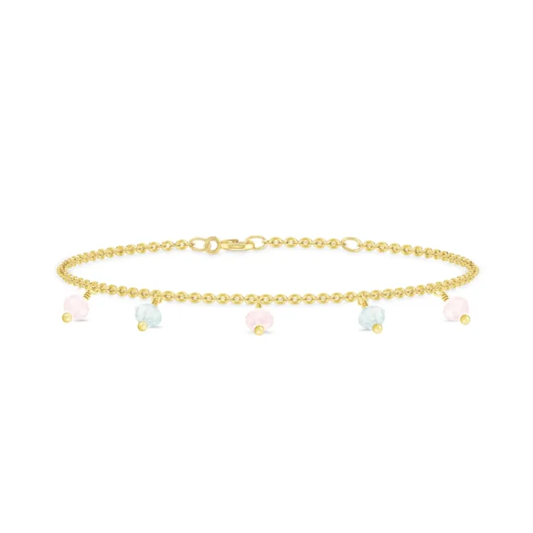 ID Fine IDB013GDBLUE/ROSE Ibiza armbånd i forgyldt sølv rosa kvarts blå akvamarin