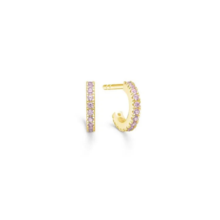 ID Fine IDH009GDPINK Simplicity mini hoops i forgyldt sølv lyserød zirkon
