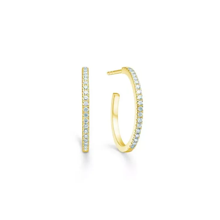 ID Fine IDH010GDWHITE Simplicity hoops i forgyldt sølv hvid zirkon