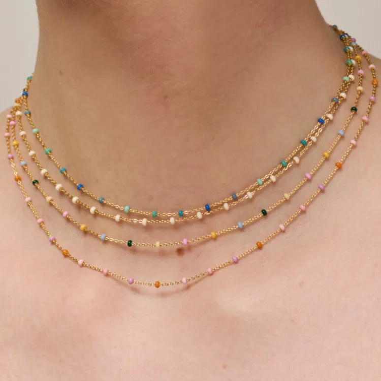 Enamel Lola Blush halskæde i forgyldt sølv lyselilla emalje