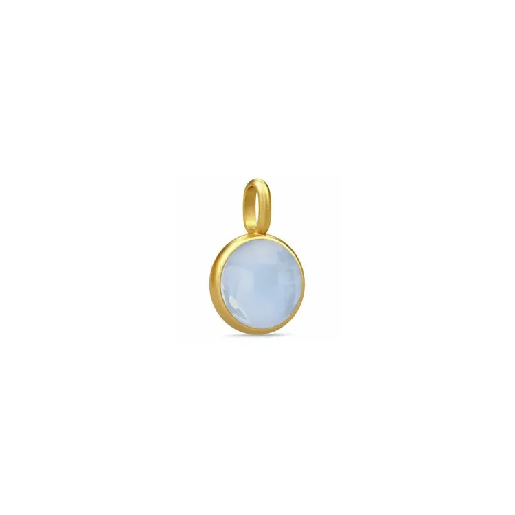 Julie Sandlau Prime rundt vedhæng i forgyldt sølv lyseblå krystal