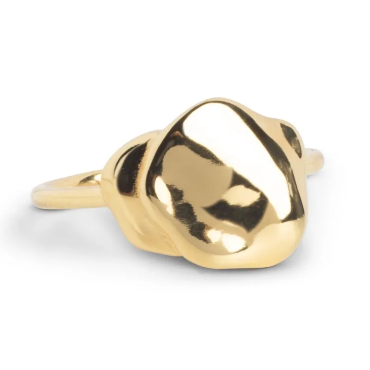 Enamel Sahara justerbar ring i forgyldt sølv