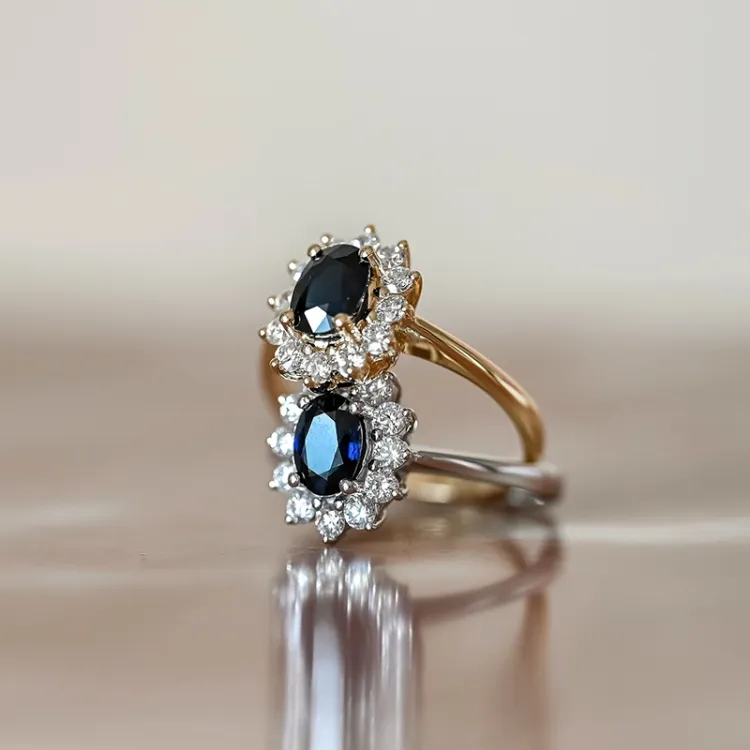 safir rosetring i 14 karat guld 0,55 ct 1,00 ct