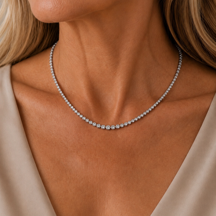 45 cm lab grown diamant halskæde i 14 karat hvidguld 6,02 ct