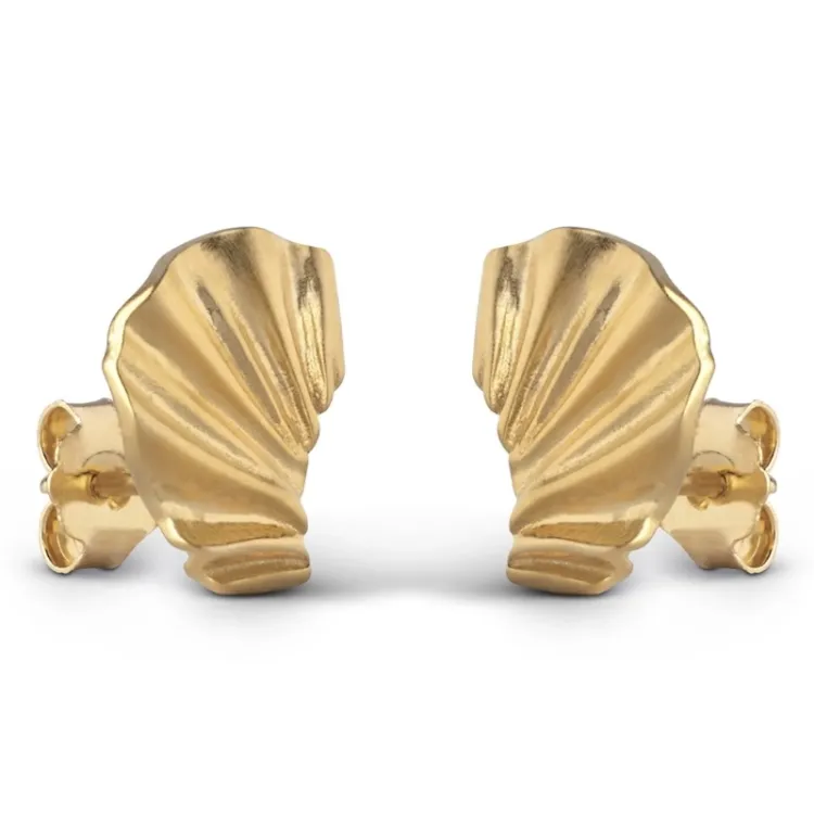 Enamel Mini Wave øreringe i forgyldt sølv