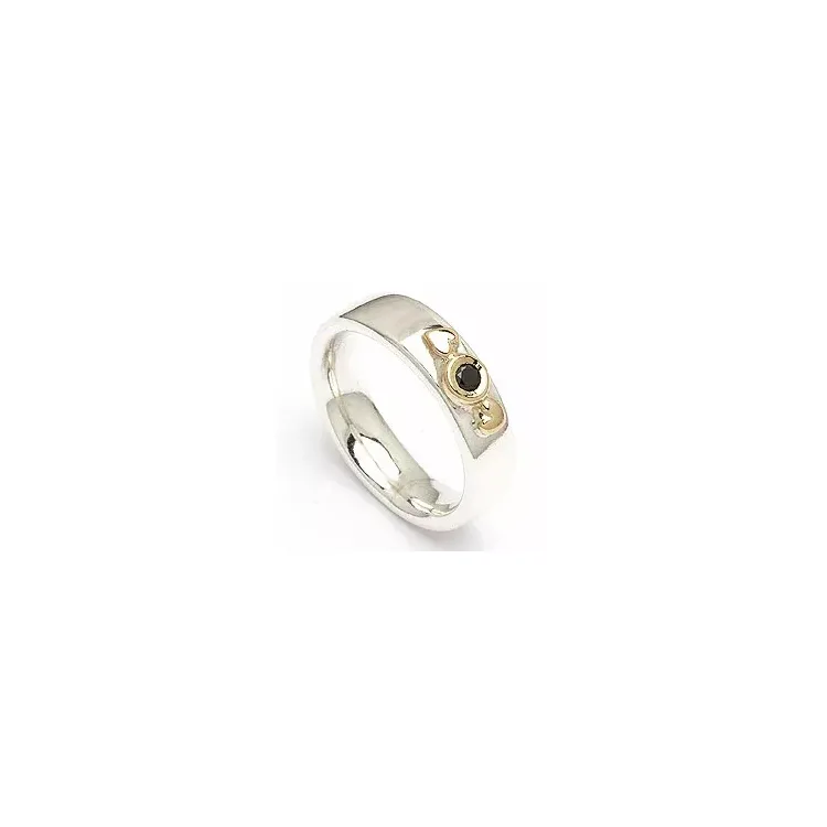 Kollektionsprøve sort diamant ring i sølv og alm. guld
