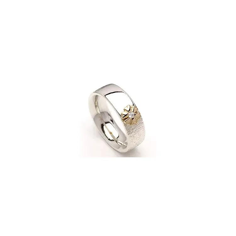 Kollektionsprøve zirkon ring i sølv og alm. guld