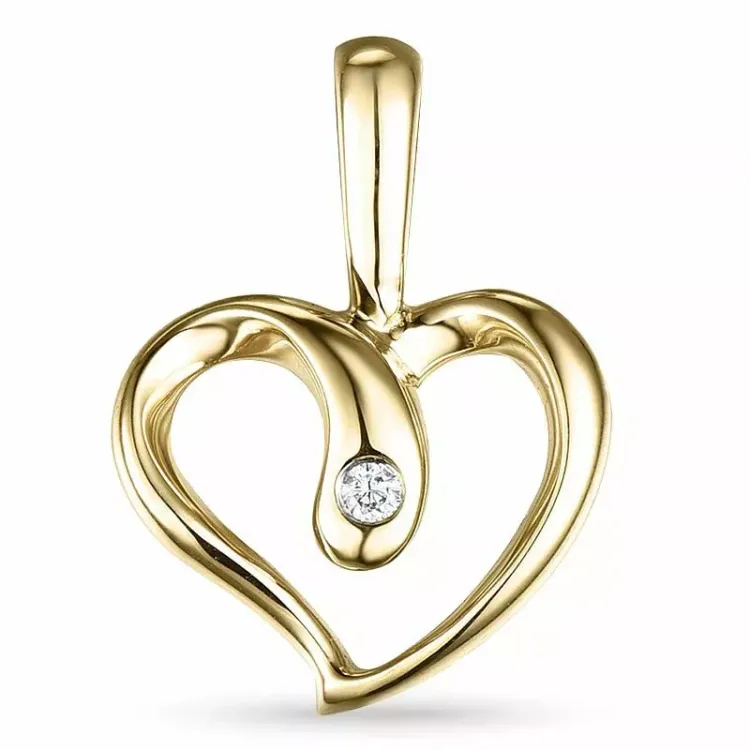 Kollektionsprøve hjerte diamant vedhæng i 14 karat guld 0,01 ct