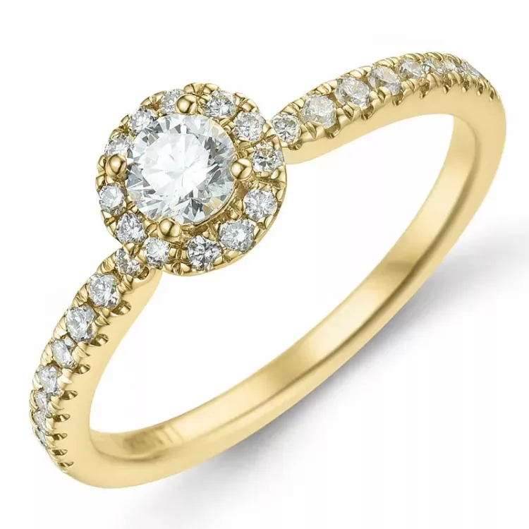 Kollektionsprøve rund diamant ring i 14 karat guld 0,26 ct 0,246 ct
