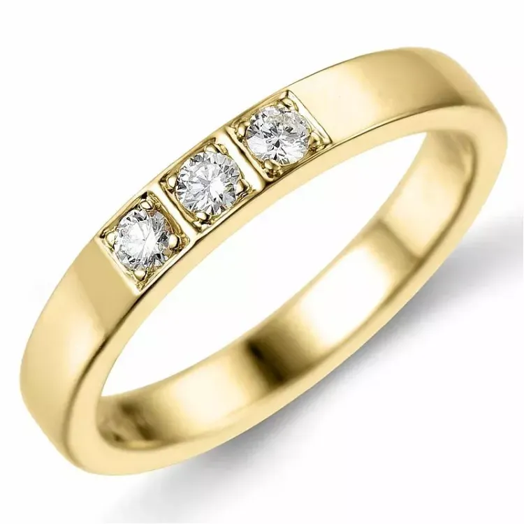 Kollektionsprøve alliancering i 14 karat guld 3 x 0,05 ct