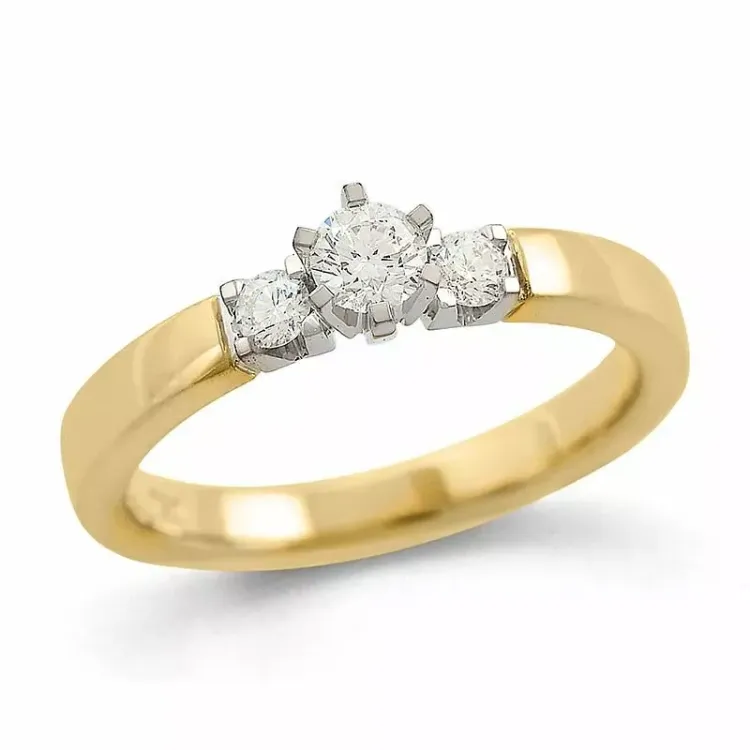 Kollektionsprøve diamantring i 14 karat guld.- og hvidguld 0,36 ct