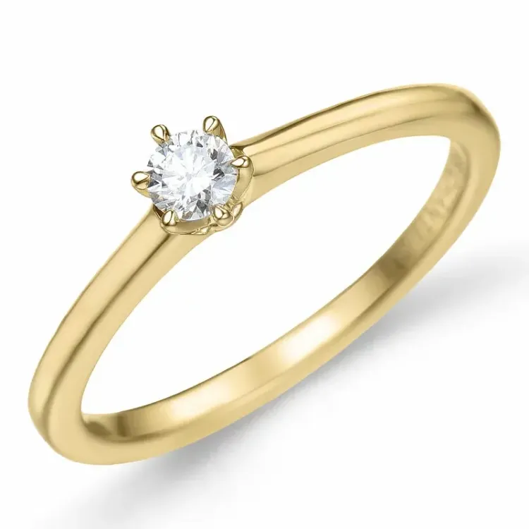 Kollektionsprøve diamant solitairering i 14 karat guld 0,12 ct