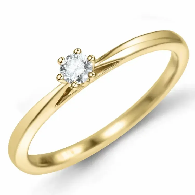 Kollektionsprøve diamant solitairering i 14 karat guld 0,14 ct
