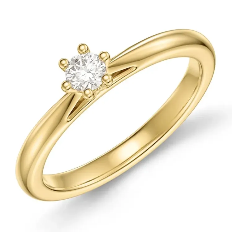 Kollektionsprøve 0,20 ct lab grown diamant solitairering i 9 karat guld 0,20 ct