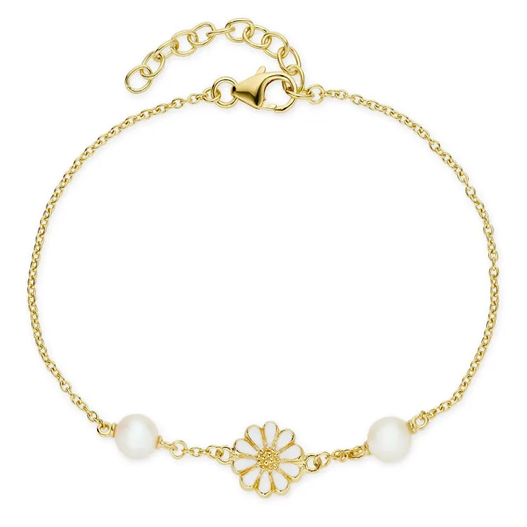 Kollektionsprøve marguerit perle armbånd i forgyldt sølv