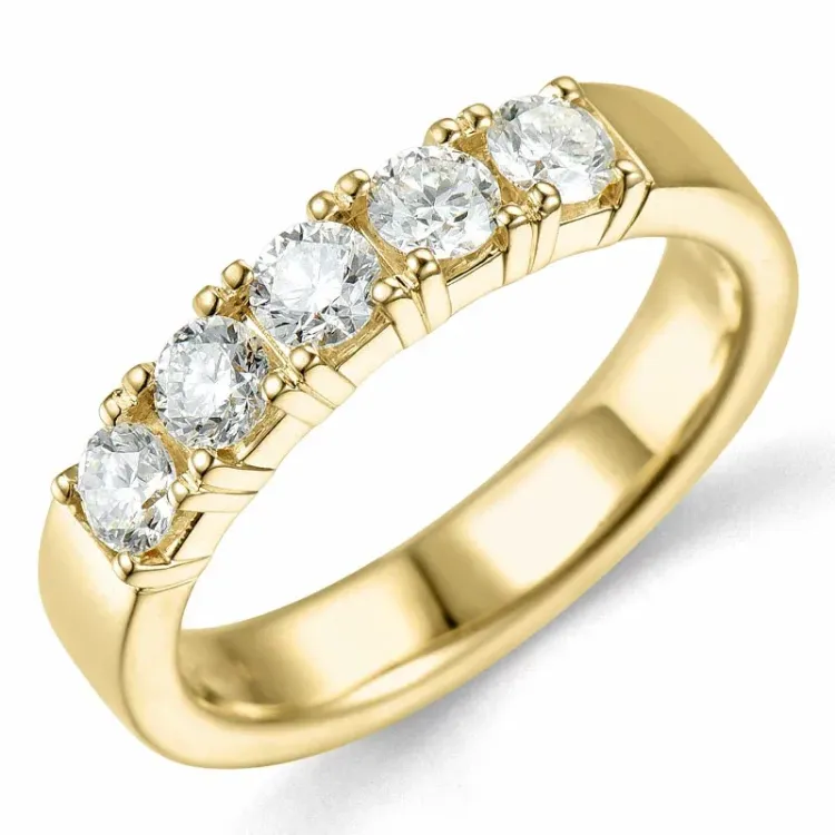 Kollektionsprøve diamant alliancering i 14 karat guld 5 x 0,20 ct