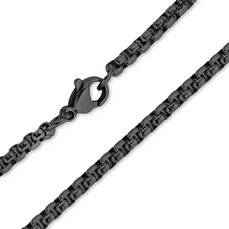 Kollektionsprøve halskæde i sort stål 45 cm x 3 mm - OCEANA
