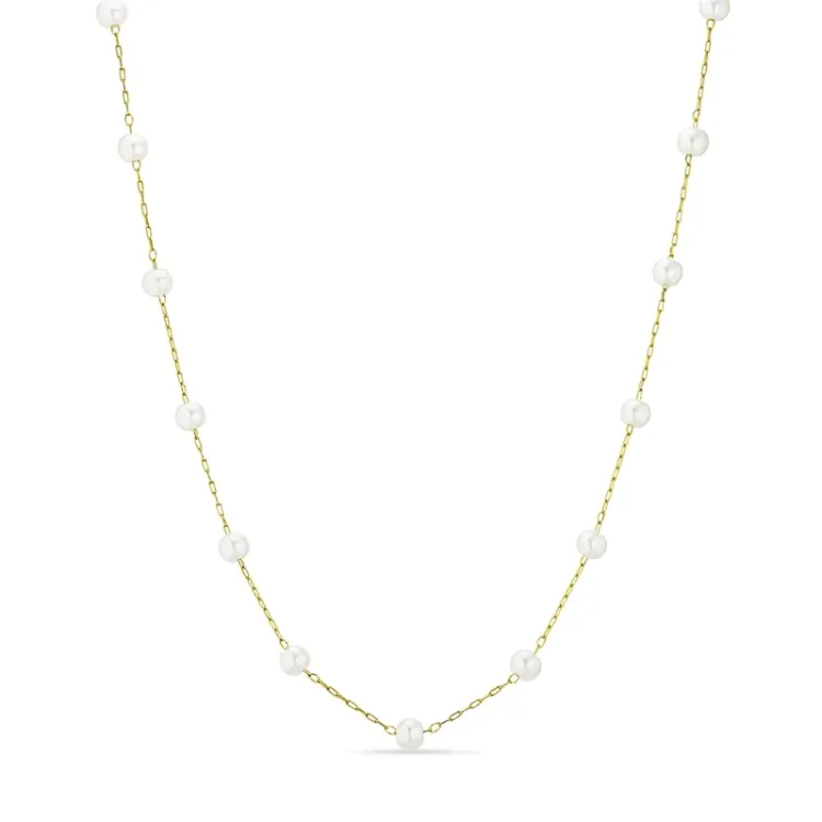 Kollektionsprøve perle halskæde i forgyldt stål 41+5 cm x 4,2 mm  - OCEANA