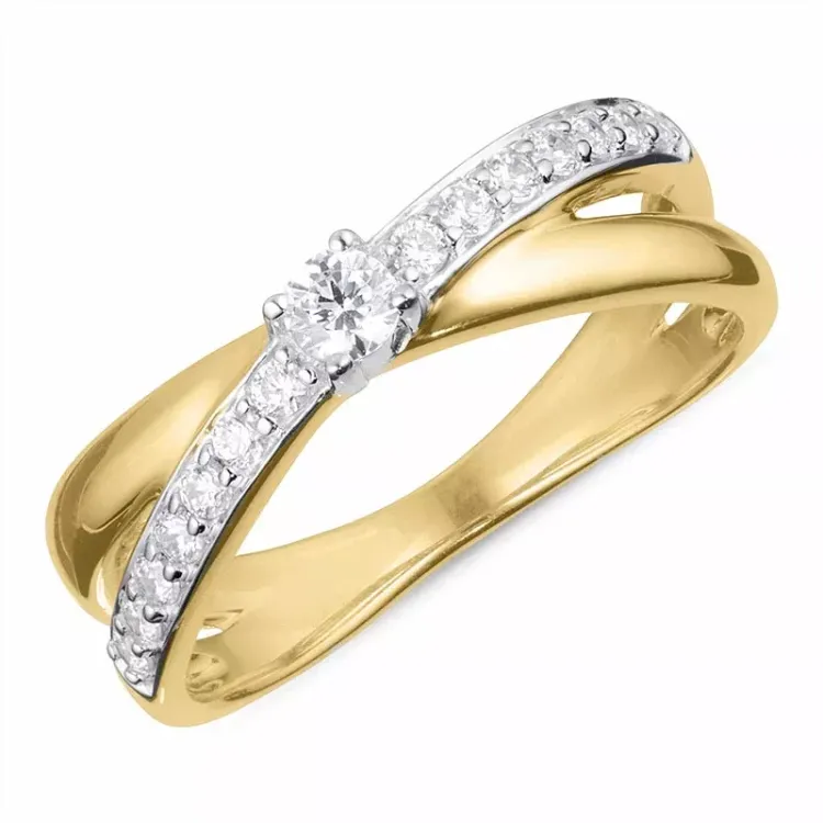 Kollektionsprøve guld ring i 9 karat guld med rhodium