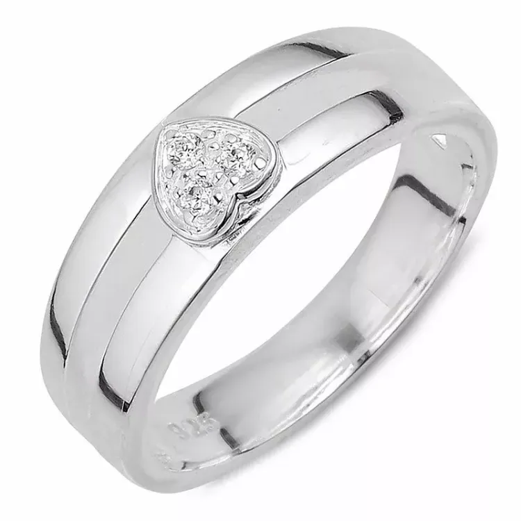 Kollektionsprøve hjerte zirkon ring i sølv