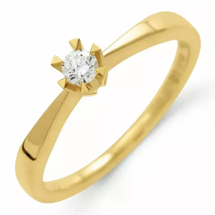 Kollektionsprøve diamant solitairering i 14 karat guld 0,11 ct