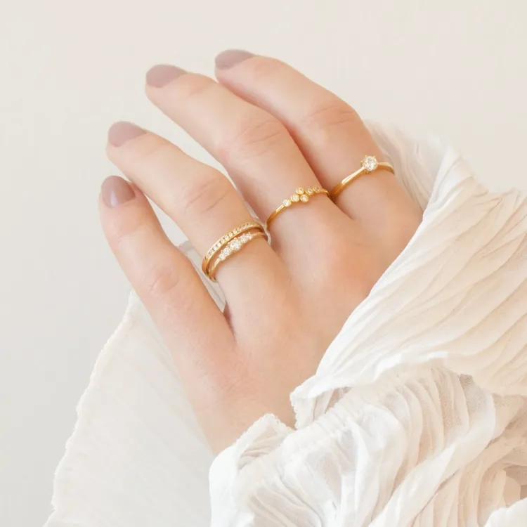 hvid zirkon guldring i 9 karat guld - Gold Collection