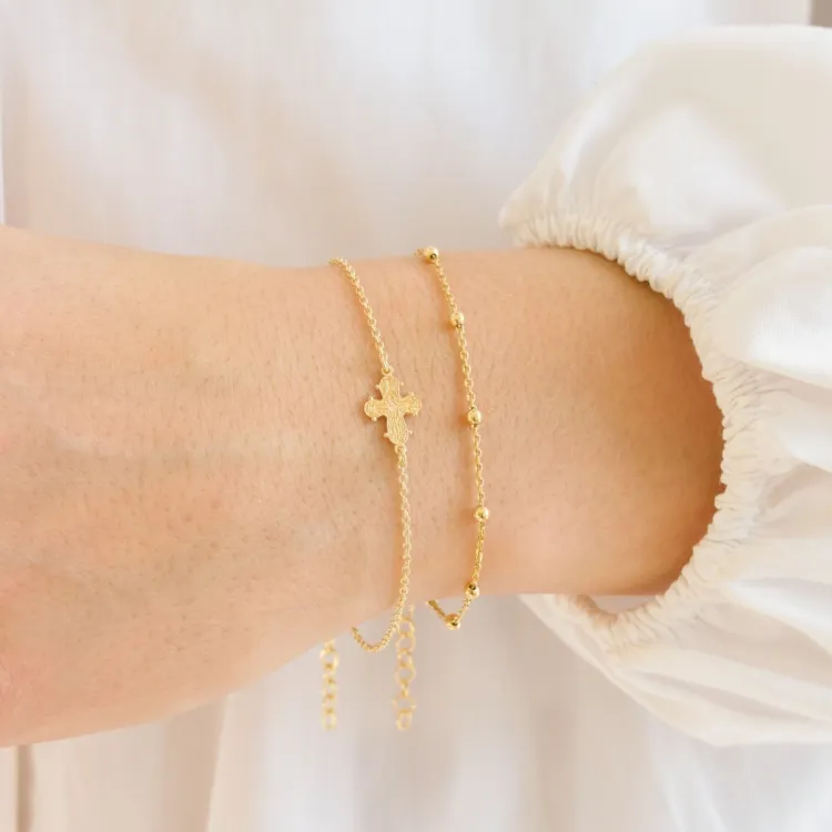 12 x 10,5 mm dagmarkors ankerarmbånd i forgyldt sølv - Amoré